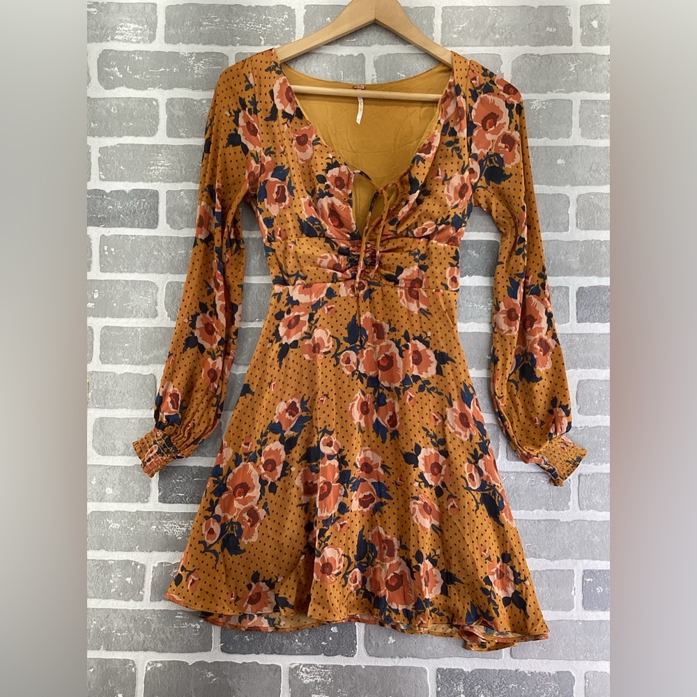 Free People Morning light printed mini dress size 0‎